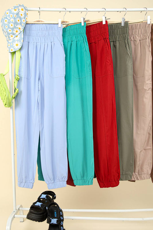 NP70063-High Waisted Cargo Active Joggers w/ Pockets